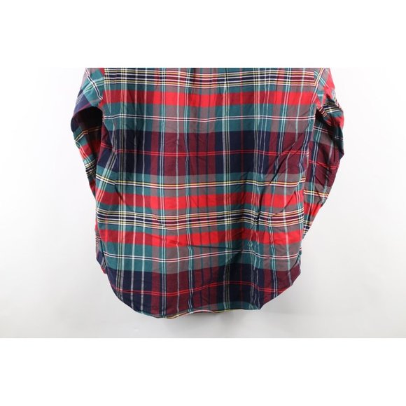 Vtg 90s Tommy Hilfiger Mens Large Faded Rainbow Plaid Collared Button Down Shirt - Picture 9 of 9